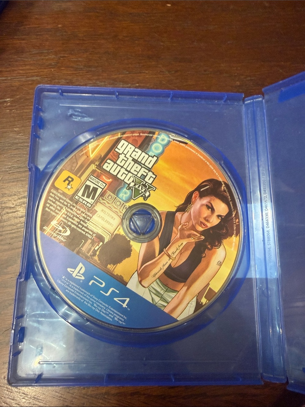 Grand Theft Auto V PS4 Game Disc - Orange/Blue Artwork
